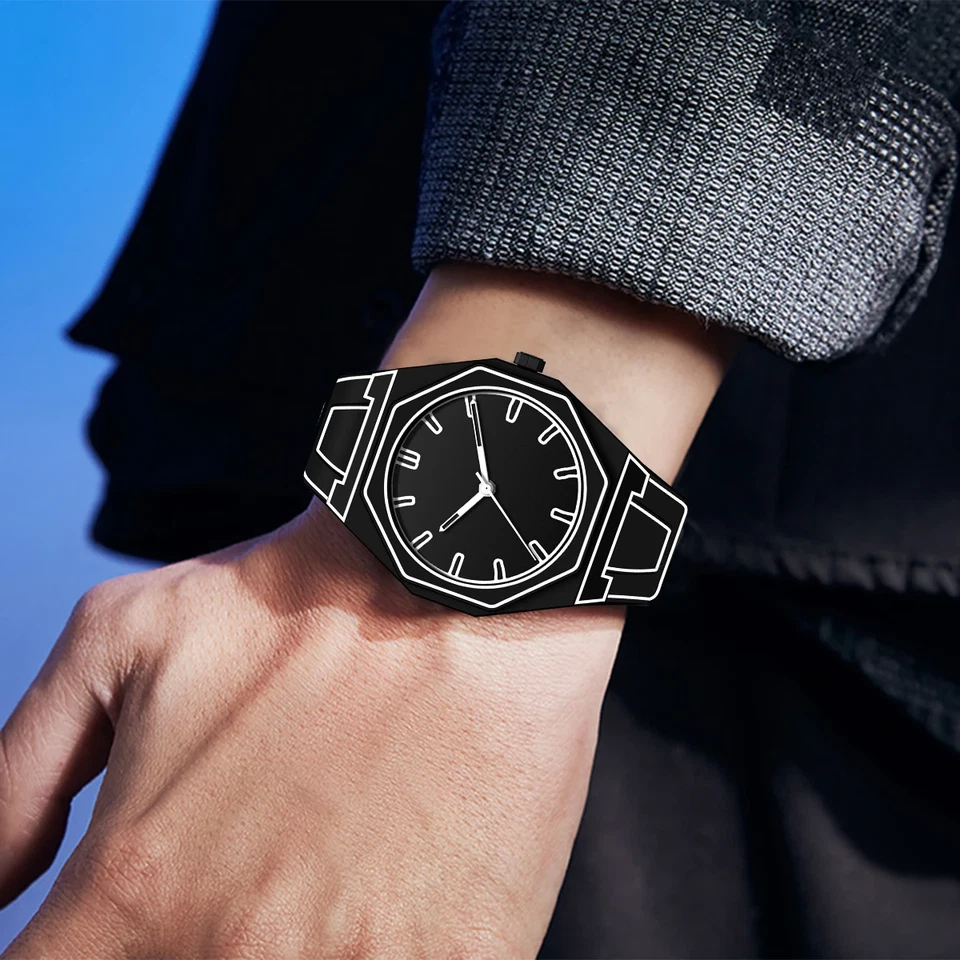 Водонепроницаемые часы в мультяшном стиле силиконовый ремешок минималистский аналоговый круглый циферблат Unise - Изображение 4 из 4