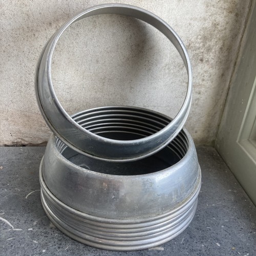 8 x vintage aluminium catering prepared pudding small plate stacking rings 6.75”