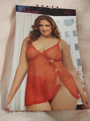 DREAMGIRL BABYDOLL SET, NIGHTY, QUEEN SIZE.  9804XP.  RED. NIP