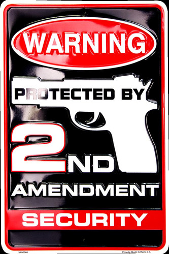 WARNING PROTECTED BY 2ND AMENDMENT SECURITY SIGN 8" X 12" MAN CAVE GARAGE FENCE - Picture 2 of 5