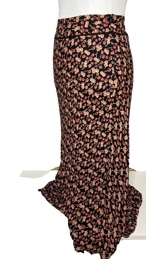 Maxi Falda Para Mujer Alfani 16W Plus Seda Negra Floral Sesgada Forrada Gasa Años 90 Y2K Foto 2 de 4