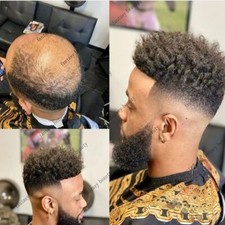 Durable Skin Afro Curly Toupee 6mm 10mm Man Weave Hair Black Human Hair Wigs