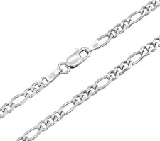 Figarokette 925 Sterling Silber rhodiniert 3,5mm 45 - 60cm Silberkette Kette NEU