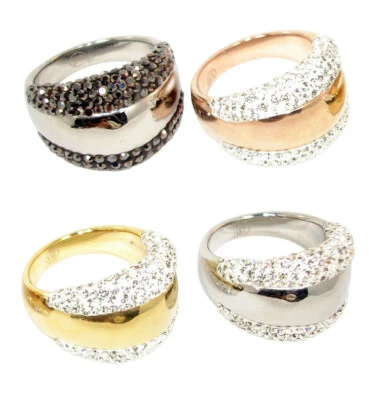 Edelstahlring Damen Freundschaftsring Partnerring silber rose gold Strass Modern - Bild 1 von 4