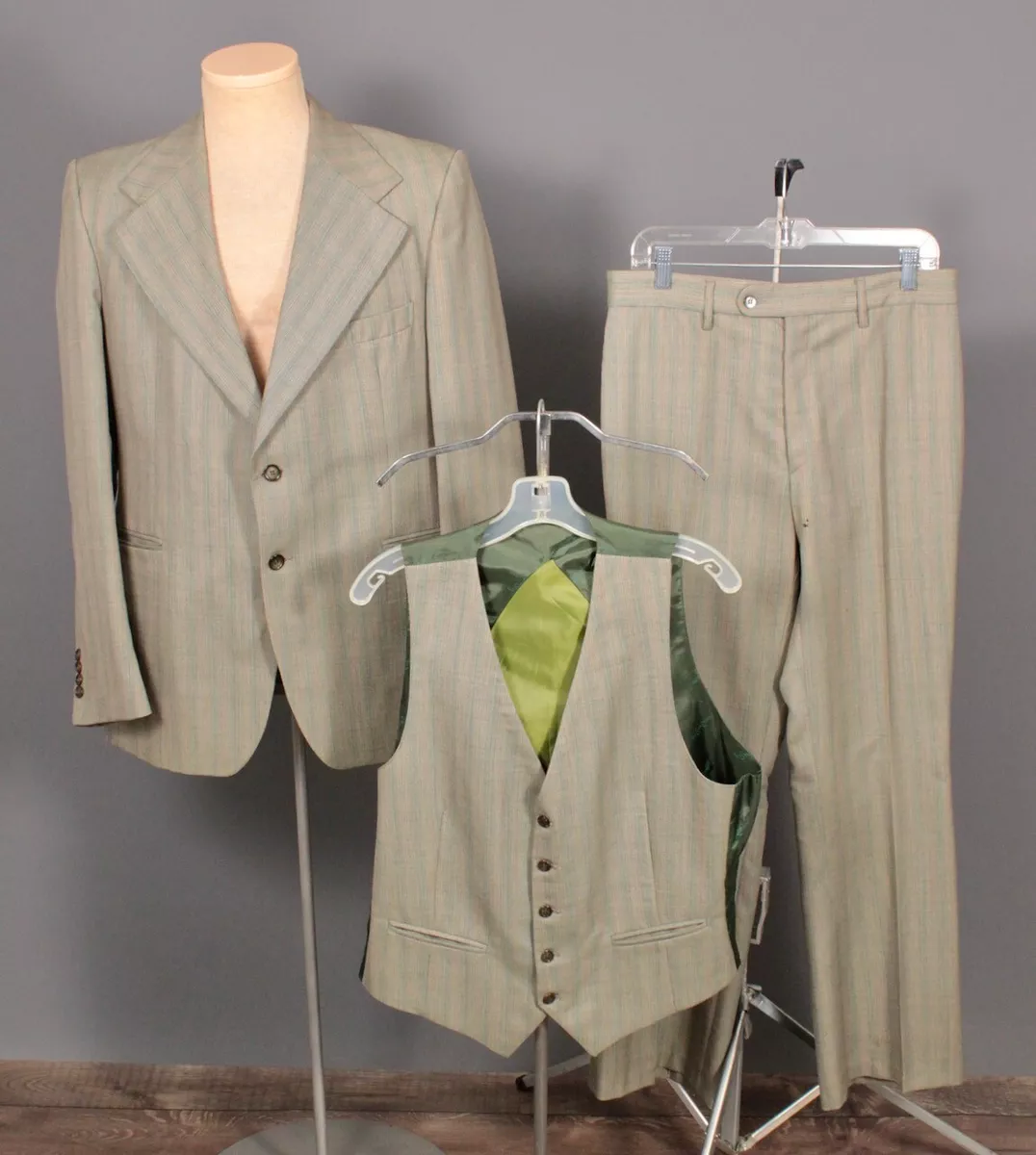 Men s 1970s Yves Saint Laurent Suit Jacket 42 Pants 34x32 70s YSL Vtg