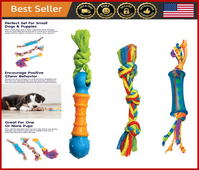 Mini Dental Dog Chew Toys 3 Pack - Durable Orka Teething Play Set