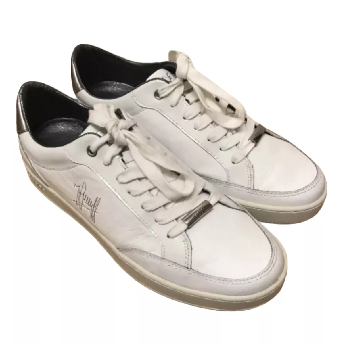 CRUYFF Mens White PUYI Lace Up Trainers Silver Back Logo Inner Sole Size 6UK