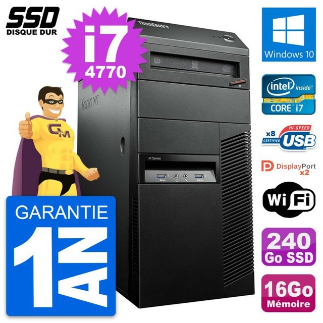 PC tour LENOVO Thinkcentre M93p Intel i7-4770 RAM 16Go SSD 240Go Windows 10 Wifi PC tour LENOVO Thinkcentre M93p Intel i7-4770 RAM 16Go SSD 240Go Windows 10 Wifi
