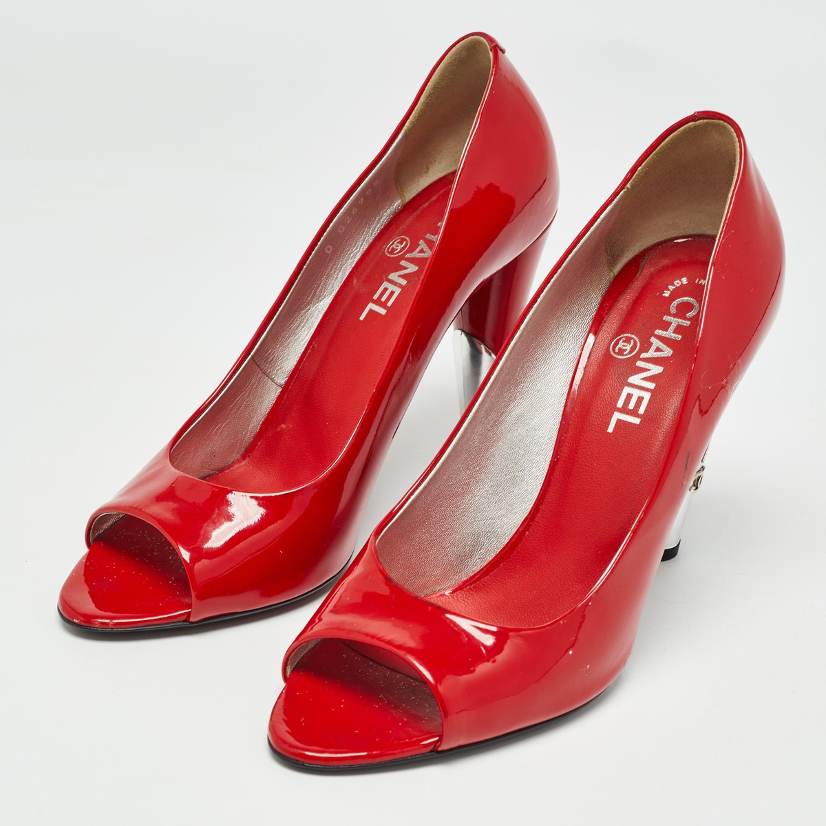 Chanel Red Patent Peep Toe Pumps Size 40 | eBay Chanel Red Patent Peep Toe Pumps Size 40 | eBay