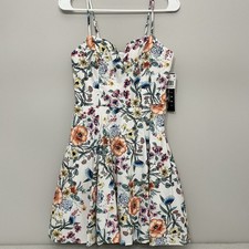 Trixxi Clothing Company Floral Print Fit Flare Dress Bow Back Cutout Size 7