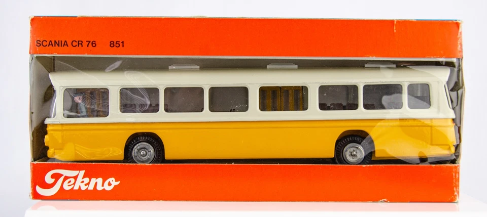 Autobús urbano vintage años 60 Tekno Dinamarca Holanda 851 Scania CR-76 - amarillo y blanco Foto 4 de 4