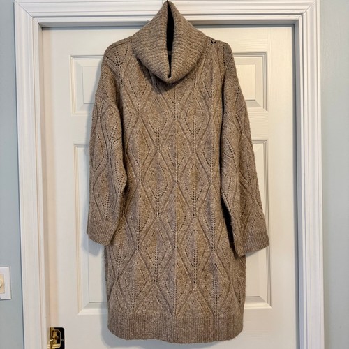 Sundance Koko Cowl Neck Sweater Dress XL Chai Tan - Picture 2 of 11