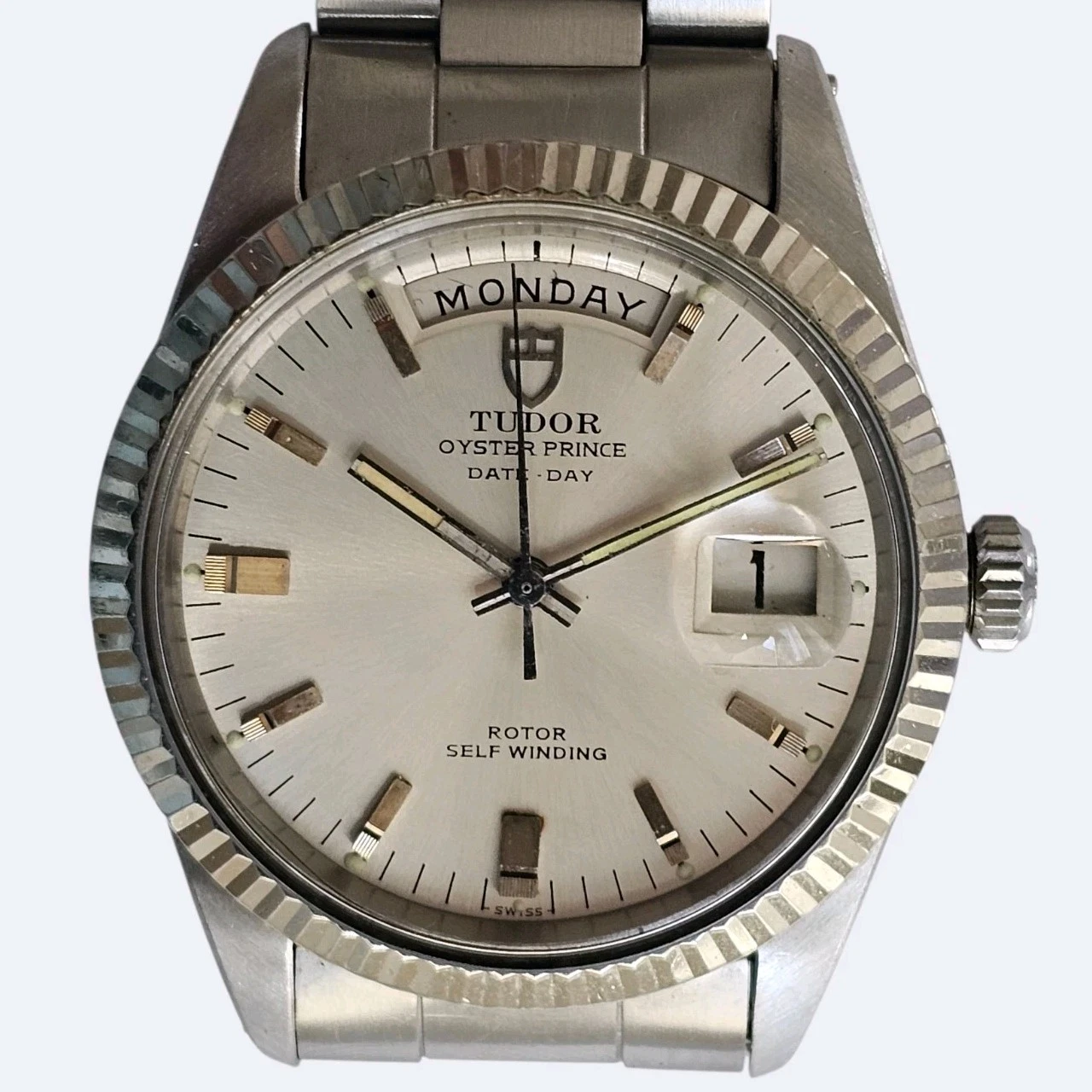 Rolex — Tudor Oyster Jumbo Date-Day 7019/4 18k WG Bezel Rolex Submariner 93150 Bracelet