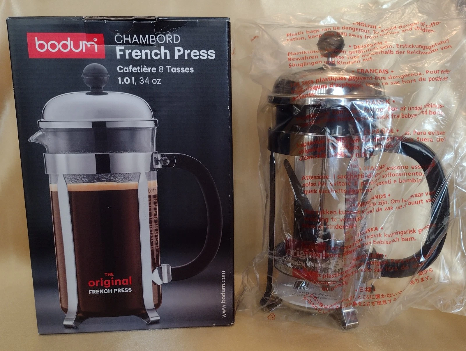 Bodum Chambord French Press Coffee Maker 34oz (1.0L)-Stainless Steel & Glass–NOB
Opens in a new wind