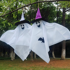 2Pcs Set Halloween Hanging Ghost Decoration Big Flying White Garden Decor