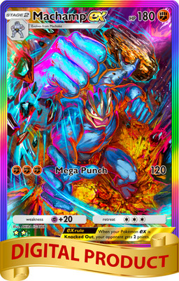 Pokemon Pocket TCG Card 2 Star Full Art Rainbow Machamp EX Genetic Apex DIGITAL