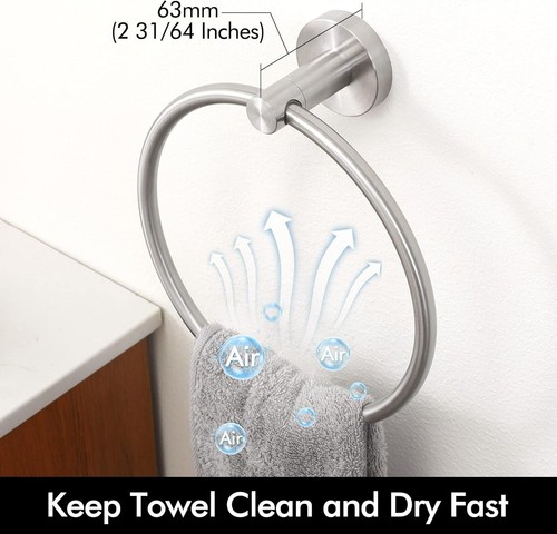 KES Toilet Roll Holder, Hook and Towel Ring Set, Bathroom Chome 3 piece Set. - Picture 14 of 16