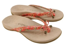 New VIONIC Bella Size 7 M Metal Stud Bow Orthotic Flip Flop Sandals MSRP $79