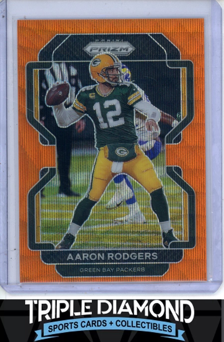 2021 Panini Prizm Aaron Rodgers Orange Wave Prizm #20/60 Packers M356