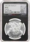 1878 $1 7/8TF Strong NGC MS63 Morgan Silver Dollar VaultBox Tailfeather
