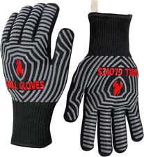 BBQ Gloves 1472 F Heat Resistant Silicone Grilling Oven Mitts Non Slip Black 1 P