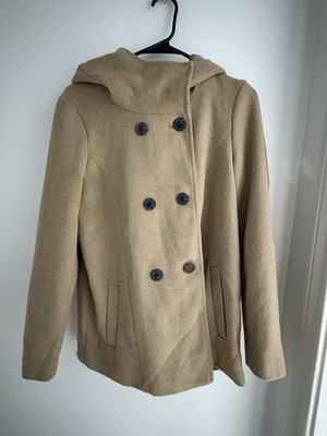 Vero Moda Women's Small Tan Double Breasted Lined Hooded Jacket European VMShila