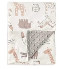 BORITAR Baby Blanket Soft Minky w/ Double Layer Dotted Backing,Receiving Blanket