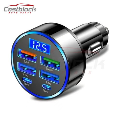 #ad #ad 6 in 1 Multi Port Adapter Car Charger with Display USB 3.0 3.1A Fast Charging $4.80