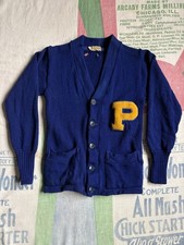 Vintage 40  s 50  s Sportclad Distressed Letterman Cardigan Sweater S/XS