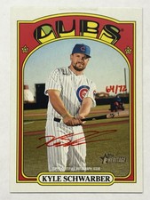 Kyle  Schwarber 2021 Topps Heritage Real One Red Ink Auto #64/72  #ROA-KS (AU)
