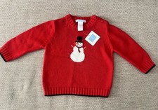 NEW - Janie and Jack Red Snowman Knit Sweater - 12-18months