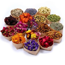 16 Bags Dried Flowers,100 Natural Dried Flowers Herbs Kit for Soap Making, D...