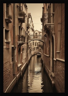 Intime Venedig Kanäle gerahmtes Wandbild Poster Leinwanddruck Bild