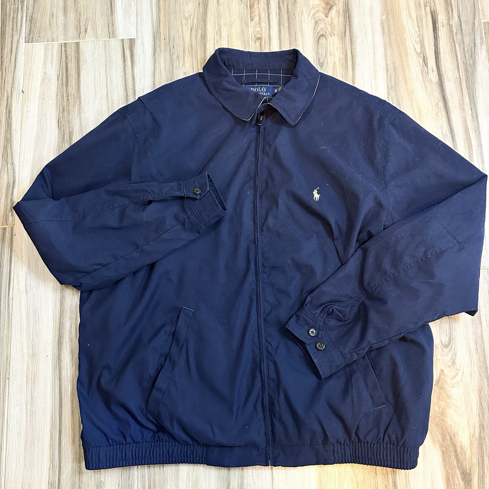 Polo Ralph Lauren Giacca Uomo XLT Blu Bomber Bi Swing Fodera Plaid Navy Pony