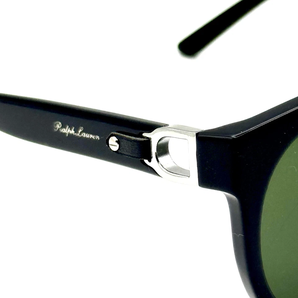 Gafas de sol redondas Ralph Lauren marco clásico de diseñador negro RL-8204QU lentes verdes Foto 3 de 4