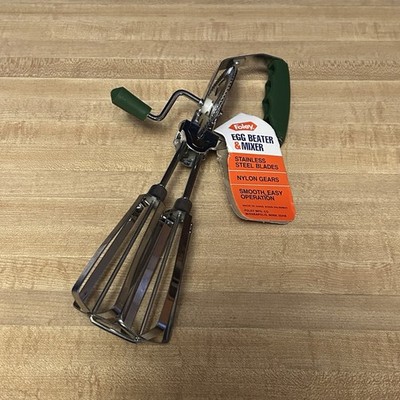 Foley Egg Beater Mixer Stainless Steel Green Handle Vintage Kitchen Utensil