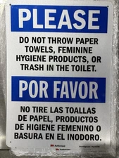 METAL- Do Not Throw Paper Towels Feminine Hygiene Products...toilet sign 10x14