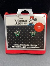  Disney Minnie Mouse Birthstone Sterling Silver Plated Stud Earrings May
