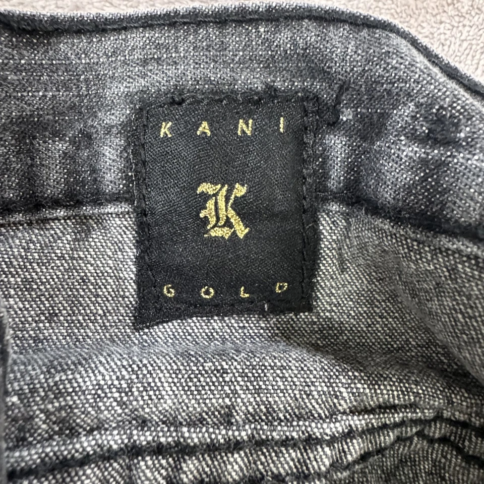 Kani Gold Jeans Mens 42x32 Black Denim Straight Leg Hip Hop Baggy Streetwear - Image 3 of 4