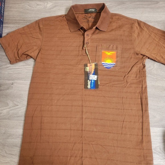 Vintage Jeep Brown Polo Shirt Size L Happy Trails Scenic Trails Pacific Islands