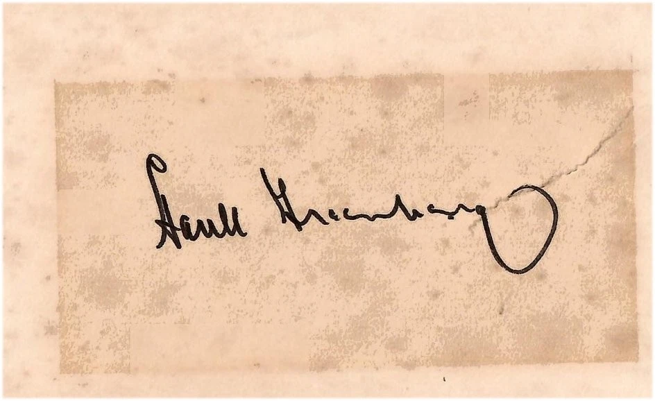 Tarjeta indexada autografiada firmada por Hank Greenberg primera base de los Tigres de Detroit JSA