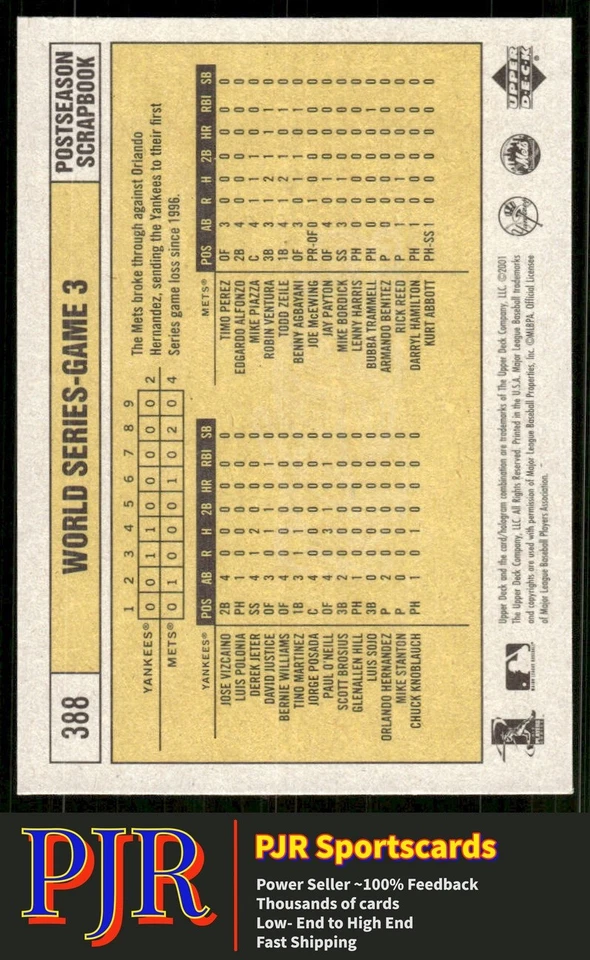 Todd Zeile 2001 Upper Deck Vintage #388 New York Mets - Image 2 of 2