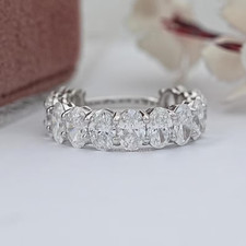 Anello a fascia mezza eternità platino vero diamante naturale taglio ovale 5,00 ct