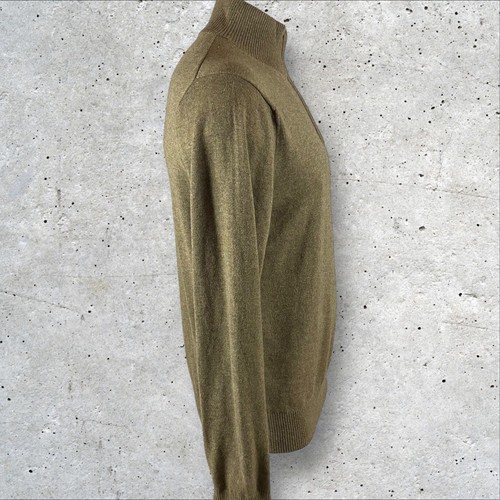 J Crew Sweater Men’s Large 1/4 Zip Merino Wool Pullover Preppy Brown C75 - Picture 5 of 9