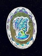 25x18mm Vintage German Woman Glass Cameo Reverse Intaglio AB CRYSTAL J140