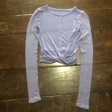 Alo Yoga Cover Long Sleeve Top Cropped Twist Tee Lilac NO SIZE TAG Sz XS/S?
