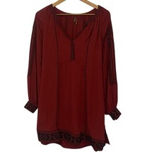 Vestido largo con blusa Stetson Wine crepé bordado manga larga occidental talla XS