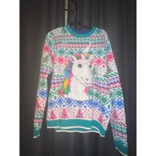 Ugly Christmas Sweater Xmas Size Large Unicorn