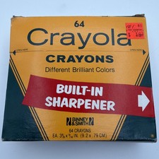 Vintage Crayola Crayons Binney Smith 64 Box Built In Sharpener Retired Colors