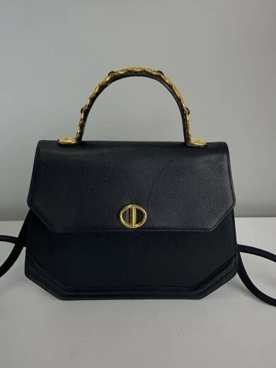 Sac bandoulière Christian Dior cuir marine authentique du Japon RA